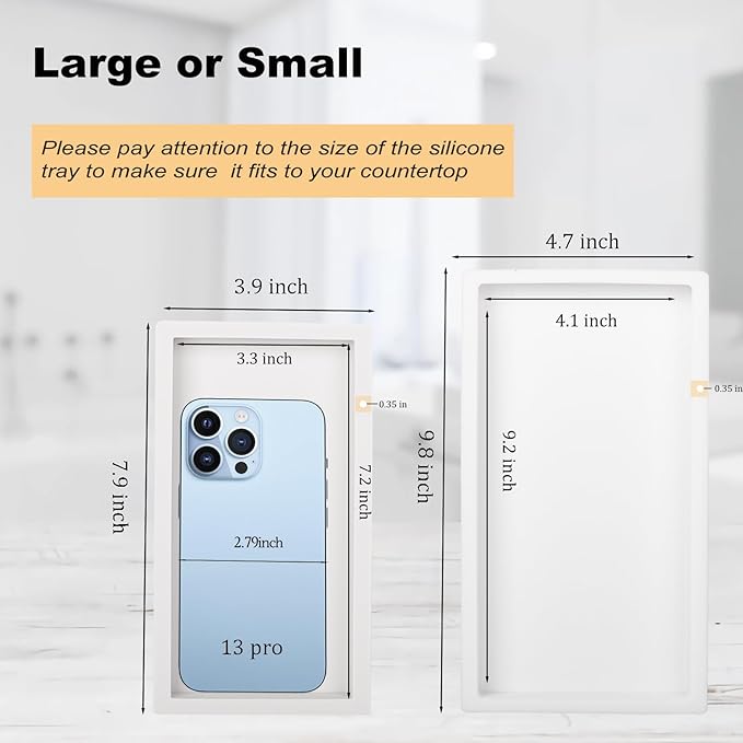 Bathroom Tray, Small Vanity Tray Silicone Soap Dish Sponge Holder Kitchen Sink Organizer Bathroom Accessories for Countertop, Toilet, Shower - Greyish White