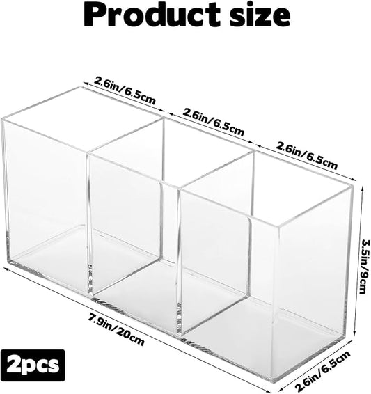 Rainmae 2Pack Plastic Cutlery Storage Organizer, Acrylic Cutlery Utensil Holder Storage Organizer Caddy for Kitchen Countertop Organization - Holds Fork, Knife, Spoon, Silverware Tableware Storage Box