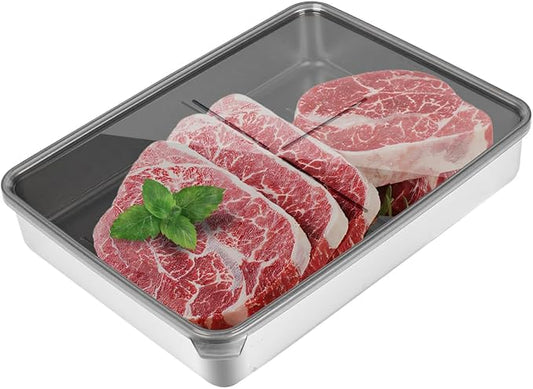 Deli Meat Container for Fridge,Bacon Container for Refrigerator，304SS Airtight Food Storage Container,Stackable Fridge Organizer with Locking Lid (BPA Free)