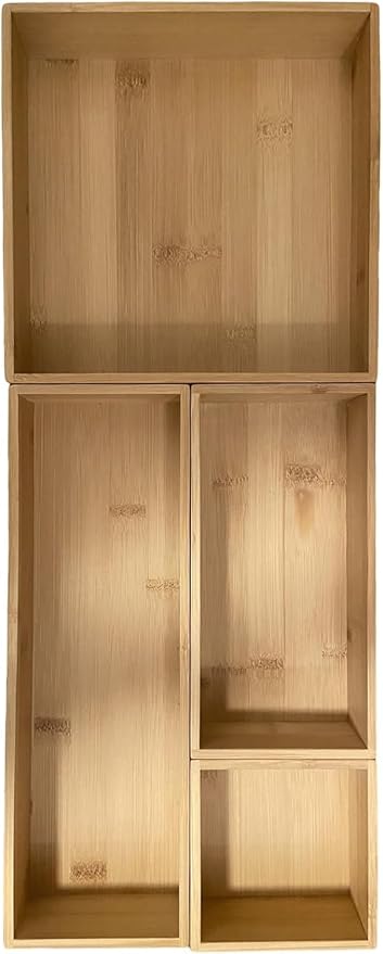 Bamboo Drawer Organizer - Kitchen Drawer Utensil Organizer Office Supplies Desk Organizer Makeup Silverware Tray Flatware Organization 8"*8"*2"
