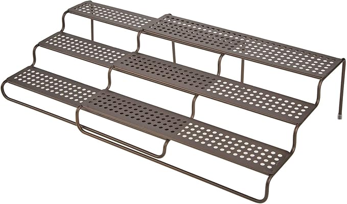 mDesign Adjustable, Expandable Metal Wire Kitchen Spice Rack - Storage Organizer Holder for Cabinet, Cupboard, Pantry, or Countertop - 3 Levels - Up to 25" Wide - Concerto Collection - Bronze