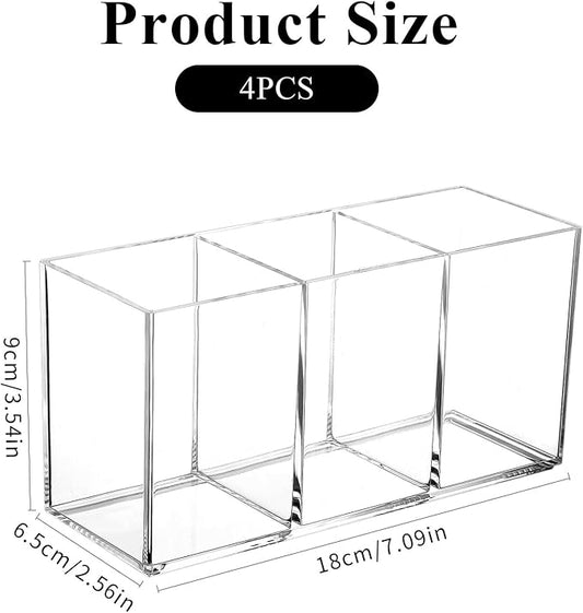 4 Pack Acrylic Cutlery Storage Organizer, Plastic Cutlery Utensil Holder Storage Organizer Caddy for Kitchen Countertop Organization - Holds Fork, Knife, Spoon, Silverware Tableware Storage Box
