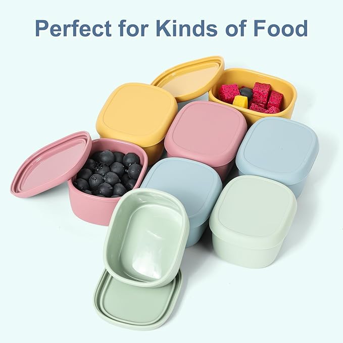 6 pcs 6.76 oz Silicone Snack Containers for Kids Small Food Containers with Lids, Fruit Containers for Lunch, Stackable Lunch Containers for Kids, Daycare, School and Travel