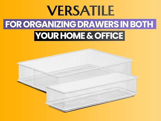Ybm Home Silver Mesh Drawer Cabinet and or Shelf Organizer Bin, School Supply Holder Office Desktop Organizer Basket 1594 (3x6)