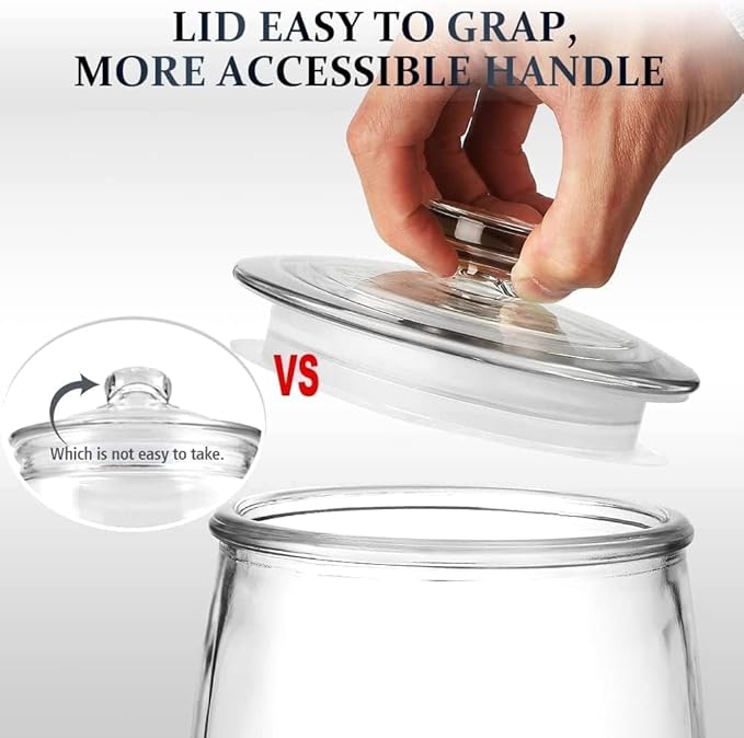 Folinstall Wide Mouth Apothecary Jar with Lid, 0.5 Gallon Glass Jar for Kitchen Storage and Laundry Room Organization, 72 oz Clear Glass Container for Cookie, Candy, Sugar, Flour, Nuts