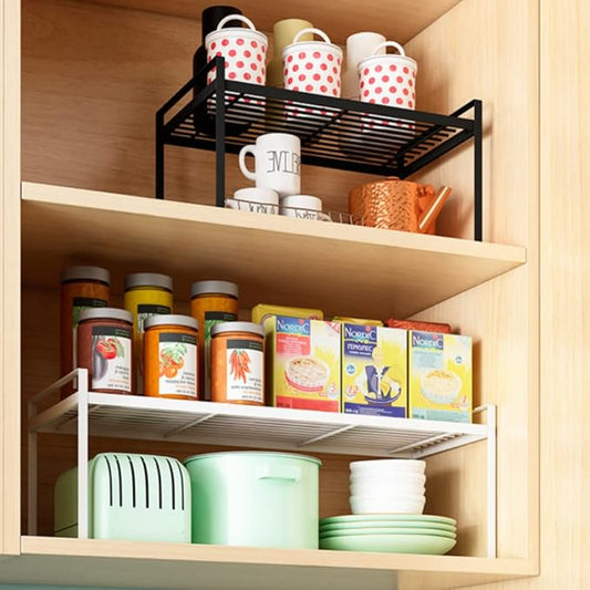 Cabinet Shelf, 13" Kitchen Counter Shelf, Metal Wire Stackable Cupboard Spice Rack, Space Saving Countertop Orgainzer and Storage Rack Shelves for Kitchen Pantry Bathroom
