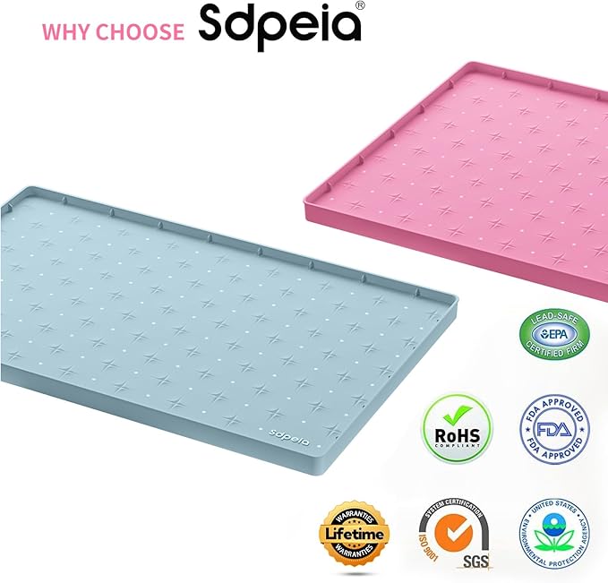 Sdpeia Under Sink Mat for [25" x 19"] Cabinet, Upgraded Silicone Waterproof Mat Kitchen Cabinet Liner Cabinet Protector Kitchen Organizers and Storage
