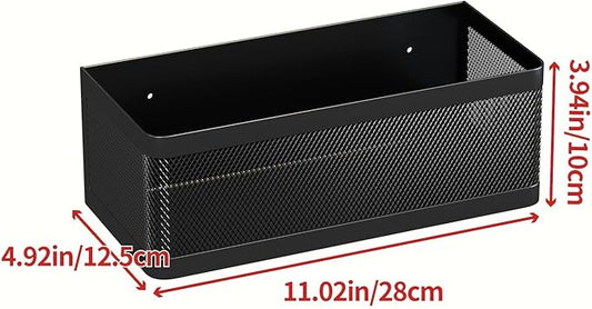 1 Pcs Magnetic Shelf For Fridge Shelves For Whiteboard Classroom Basket Organizer Holder Locker Storage Magnetic Bin Box Containers For Side Of Refrigerator (Black, 11''L*4.9''W*3.9''H)