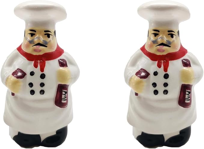 Tuscany Colorful Plump Bistro Chef Hand Painted Salt & Pepper Shakers, Kitchen Décor