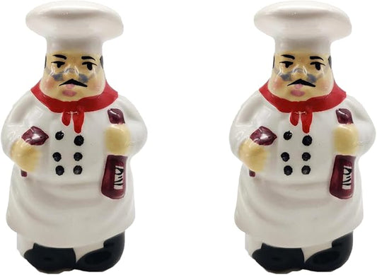 Tuscany Colorful Plump Bistro Chef Hand Painted Salt & Pepper Shakers, Kitchen Décor