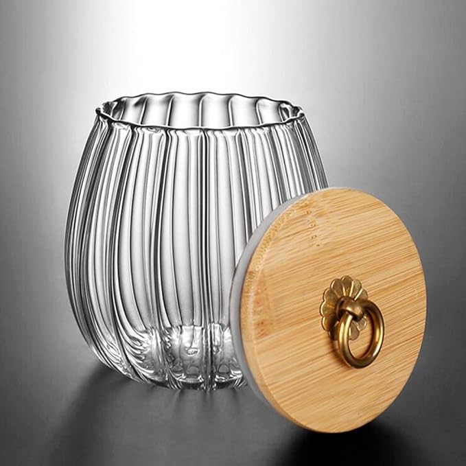 Erioctry 750ml/25oz Clear Glass Canister Food Storage Jar With Airtight Seal Acacia Wood Lids Kitchen Food Storage Containers for Coffee Bean Loose Leaf Tea Cookies Dry Fruit Nuts
