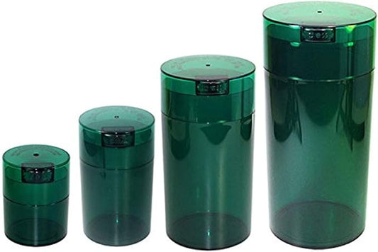 Tightvac Set of 4 - Patented Airtight Container | Multi-use Vacuum Container Works as Smell Proof Containers for Herbs and Dry Goods. Green Tint