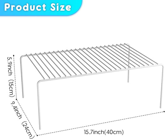Large(15.7 x 9.4 inch)White Cabinet Storage Shelf Rack Set of 4, Rustproof Metal Wire Kitchen Counter Organizers and Storage, Spice Organization for Cabinet, Plate, Dish, Pantry, Bathroom, Fridge