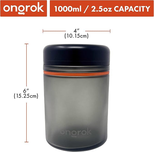 ONGROK Glass Storage Jar, 1L, Single Pack, UV Herb/Spice Jar with Child Resistant Lid, Color-Coded Glass Containers Air Proof to Preserve Smell and Aroma, Perfect Size to Store in a Drawer or Cupboard