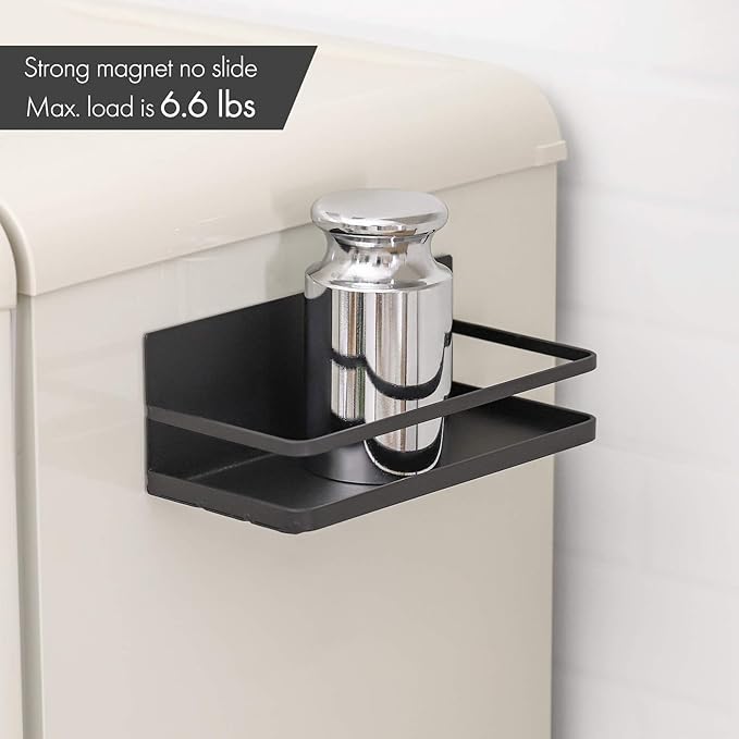 KES Magnetic Spice Rack for Refrigerator, Magnetic Shelf Spice Shelf for Kitchen, Fridge Shelf Space Saver 2 Pack Matte Black, KRR502-BK-P2