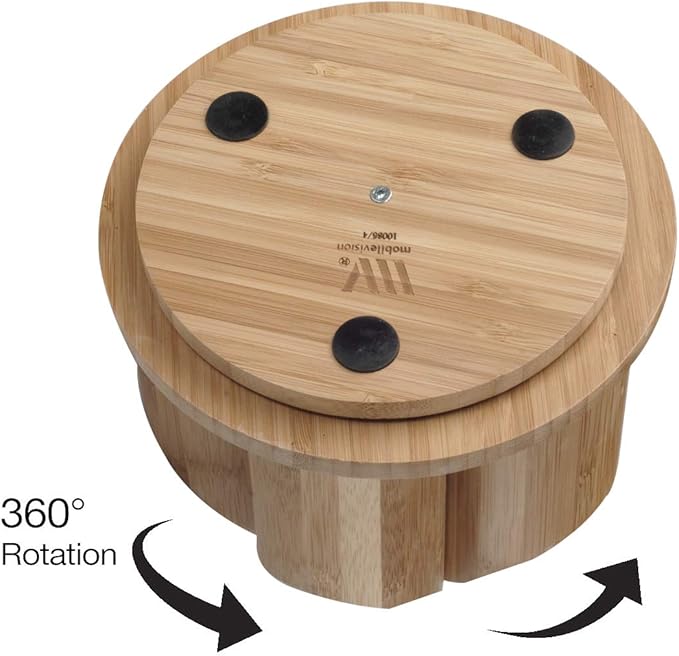 MobileVision Bamboo Circular Rotating Utensil Holder & Kitchen Organizer, 5 Sections, Store Forks, Spoons, Knives, Serving Utensils, and Other Cooking Tools