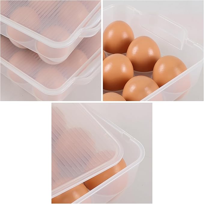 Begale 4-Pack Clear Egg Tray Container with Lid, Plastic Covered Egg Holder for Refrigerator, Fits 18 x 4 Eggs (72 Eggs)