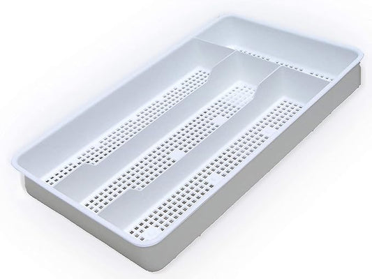 Dial Industries Small Cutlery, Utensil, Silverware Kitchen Drawer Organizer Tray, White