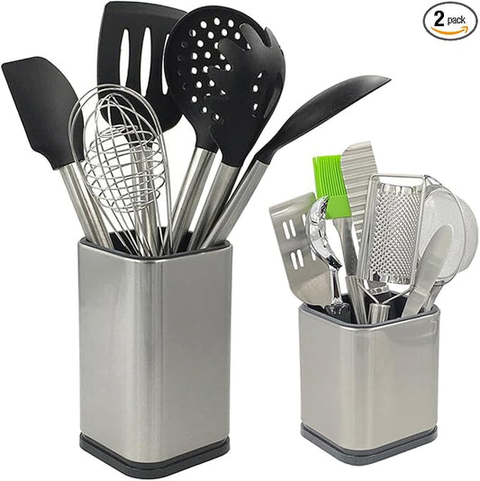 2PC Kitchen Utensil Holder Flatware Caddy Stainless Steel