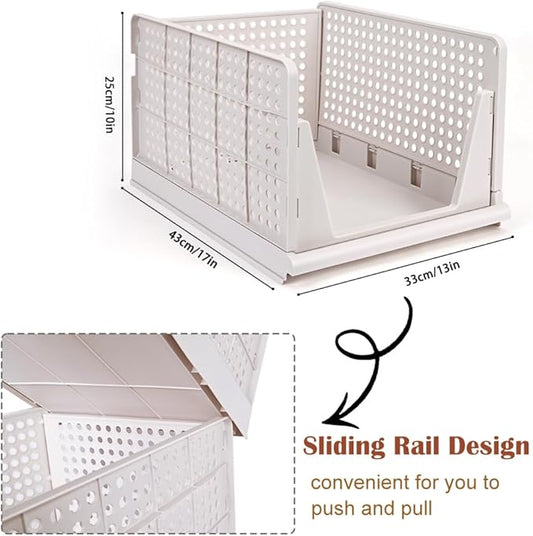yazi 5XL Stackable Plastic Storage Basket,Closet Storage Bins for Clothes Sweater Organizer for Closet Folding Closet Organizers and Storage Closet Shelf Storage Container for Cupboard Bedroom