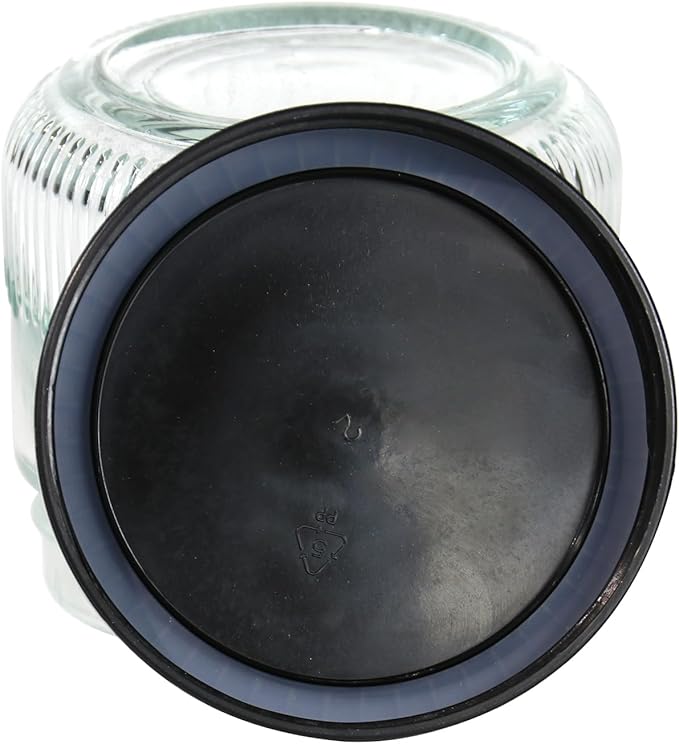 8.5oz Glass Jars with Lids Small Wide Mouth Jar Glass Black Snack Canister for Snack Pudding Yogurt Overnight Oats, 6pack