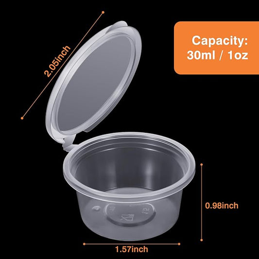 100 Pcs Disposable Snack Containers with Lids, Plastic Mini Sauce Cups, Compartment Snack Box, Grab and Go Snack Containers Reusable for Salsa (100, 1 Compartment)