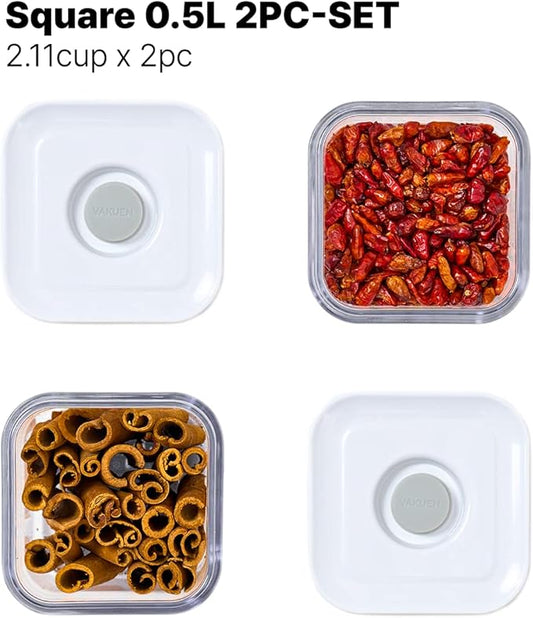 Premium Airtight Food Storage Containers, 2PC-SET(0.53qt), Smart One-Click Seal Lid, Patented Double Silicone Lining, 100% Leak Proof, BPA-FREE, Dishwasher, Freezer & Microwave Safe