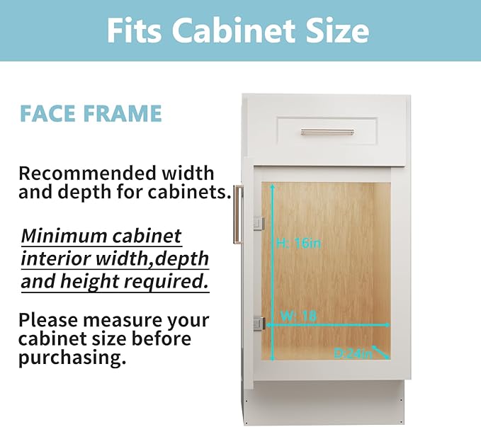 LOVMOR 2 Tier Pull Out Cabinet Organizer 16½" W x 21½" D, Slide Out Drawers with Wooden Handle, Sliding Shelves Organization and Storage for Kitchen, Pantry