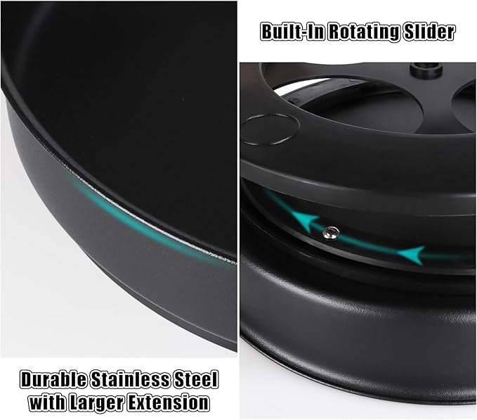 Lazy Susan Organizer - 2 Pack 10 Inch Stainless Steel Rotating Spice Racks with Turntable, Turntable Organizer for Cabinet Pantry Kitchen Countertop Bathroom Refrigerator Table Storage, Black