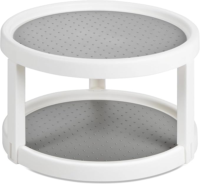 Amolliar 2 Tire 10" 1 Pack Lazy Susan Turntable Organizer, Non-Skid Rotating Spice Rack for Cabinet, Kitchen,Fridge,Countertop, Bathroom, Makeup Vanity, Pantry Organizer Storage, Under Sink Organizing