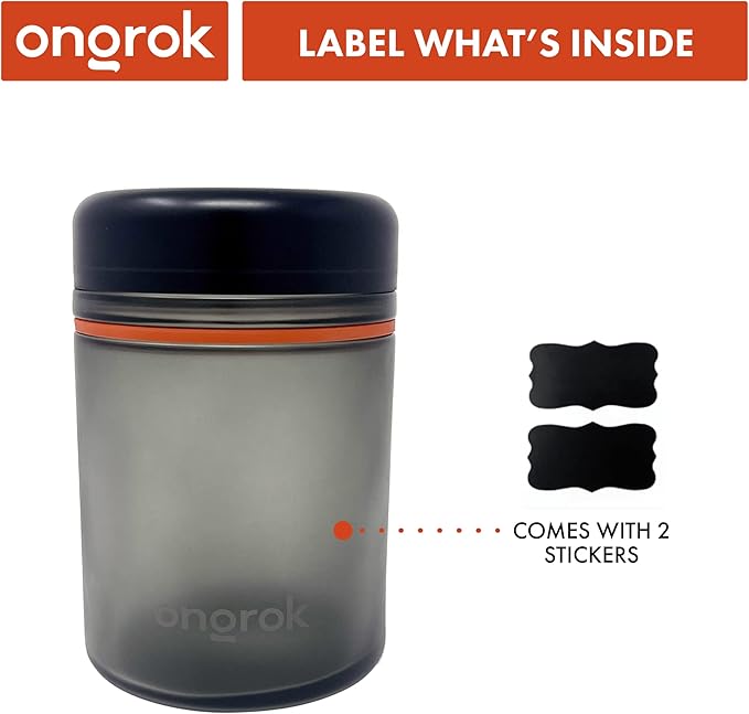 ONGROK Glass Storage Jar, 1L, Single Pack, UV Herb/Spice Jar with Child Resistant Lid, Color-Coded Glass Containers Air Proof to Preserve Smell and Aroma, Perfect Size to Store in a Drawer or Cupboard