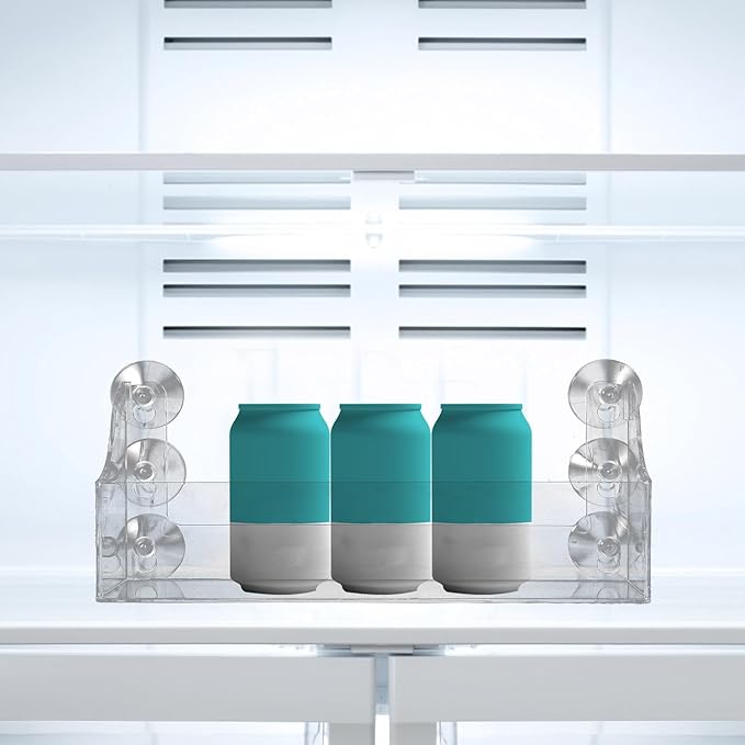 DOITOOL Suction Cup Refrigerator Rack Organizer, Clear Acrylic Refrigerator Storage Shelf for Refrigerator to Can Hold Spices, Jar of Olive Oil, Salt, Pepper,13.1 X 5.7 Inch