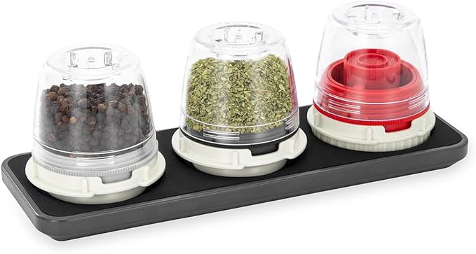 FinaMill Salt and Pepper Mill Tray, Stackable FinaPod Storage, Stylish Kitchen Accessories for Spice Grinder, Gift-Ready - Trio Slate