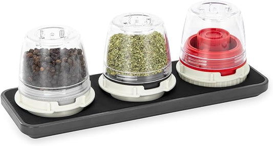 FinaMill Salt and Pepper Mill Tray, Stackable FinaPod Storage, Stylish Kitchen Accessories for Spice Grinder, Gift-Ready - Trio Slate