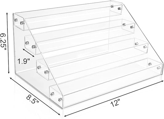Vowcarol 4-Tier Spice Rack Organizer, Seasoning Organizer, Clear Acrylic Vertical Spicer Holder Shelves for Countertop, Cabinet, Pantry, Kitchen Organization