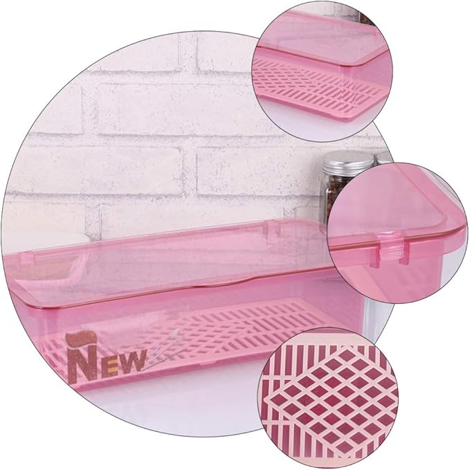 Silverware Organizer with Lid: 3Pcs Flatware Organizer with Lid and Drainer, Kitchen Cutlery Tray and Utensil Drawer Organizer with Cover, Countertop Silverware Storage Container (Random Color)