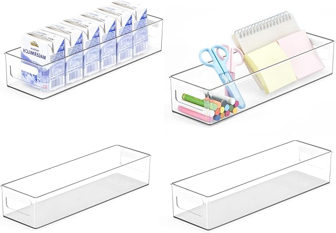 vacane Clear Refrigerator Organizer Bins Plastic Food Storage Fridge Organizer Pantry Organization Container for Pantry,Bathroom ,Kitchen