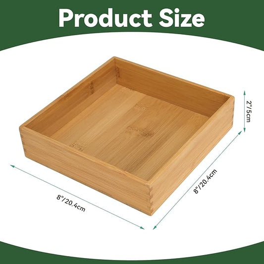 Bamboo Drawer Organizer - Kitchen Drawer Utensil Organizer Office Supplies Desk Organizer Makeup Silverware Tray Flatware Organization 8"*8"*2"