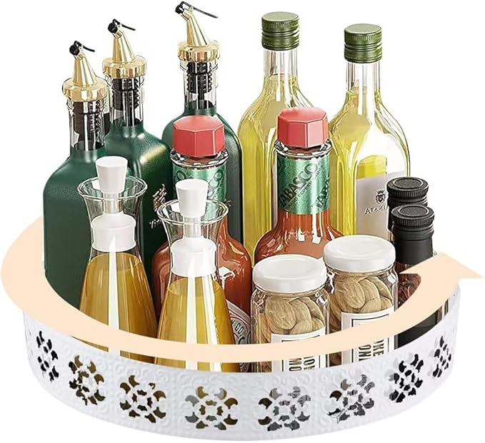 LEMIKKLE 11” Refrigerator Lazy Susan Organizer for Cabinet Countertop, rotating storage rack for kitchen, Turntable Spice Rack Organizer for Kitchen Bathroom Bedroom Pantry Vanity (White 11")