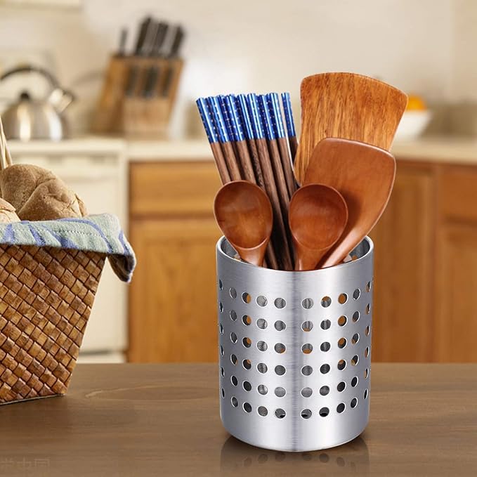 Stainless Steel Utensil Organizer Caddy - Organize Your Silverware, Cutlery, Cooking Utensils and Gadgets 3.8 Inch