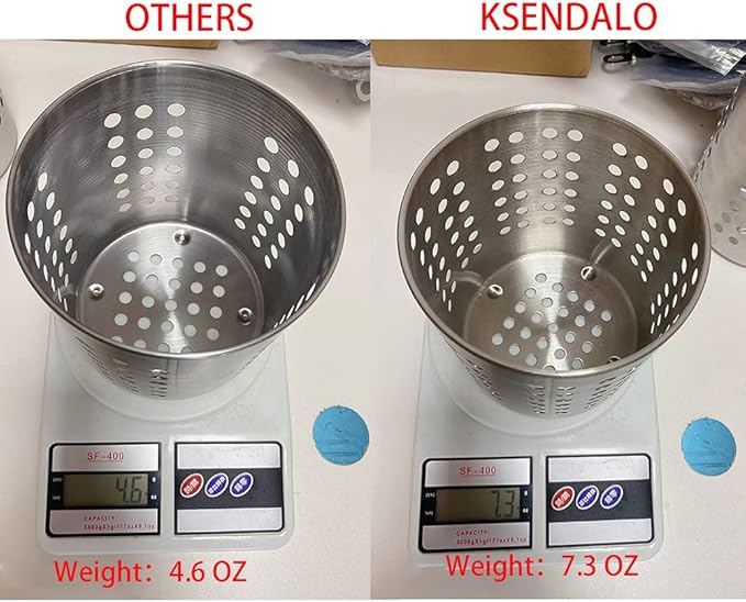 KSENDALO Small Stainless Steel Utensil Holder, SUS304 Silverware Utensil Drying Rack, Utility Sturdy Home Kitchen Daily Use Utensil Drainer for Countertop, Silver (5.32inch Tall)