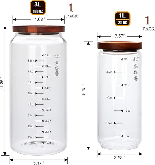 100 oz Glass Storage jars with Airtight Lids, Cereal Containers Storage,Large Glass Storage Jars for Pantry Organizationfor Flour, Coffee Beans, Rice, Tea, Biscuits, Sweets, Wedding, Pack of 2