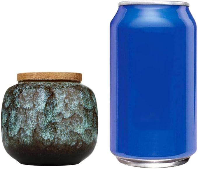 YYW Ceramics Tea Caddies Sugar Bowl Cereal Containers Storage Jars with Airtight Bamboo Lid for Food Storage Candy Cookie Buffet Coffee Oatmeal Tea Sugar Container (Light blue)