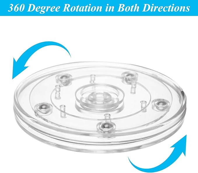 6 PCS 4 Inch Lazy Susan Turntable Clear Acrylic Lazy Susan Turntable Organizer Small Lazy Susan Mini Lazy Susan Acrylic Ball Bearing Rotating Tray for Spice Rack Cake Makeup Table Decorating