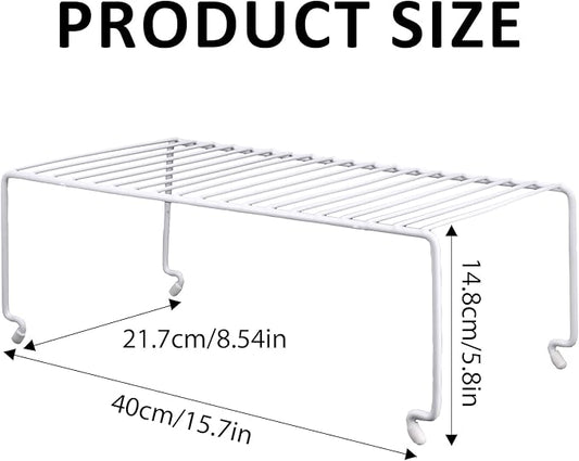 4-Pack Large (15.7x8.54inch) Multi-Level Organizer Rack, Kitchen Shelves for Spice Organization for Cabinet, Pantry Organizers and Storage, Wire Extra Shelf, Desk Organizer, Stackable, White