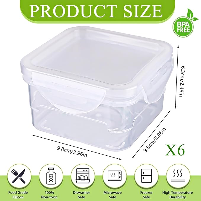 6 Pack Vegetable and Fruit Storage Containers for Fridge, Food Storage Containers with Silicone Lid, Refrigerator Vegetable Crisper Makes Food Stays Fresh Longer, BPA Free & Reusable