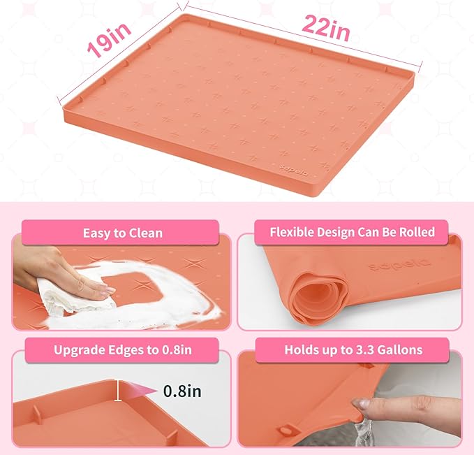 Sdpeia Under Sink Mat for [22" x 19"] Cabinet, Upgraded Silicone Waterproof Mat Kitchen Cabinet Liner Cabinet Protector Kitchen Organizers and Storage