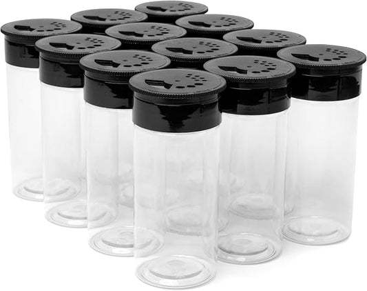 Spice Keepers - 12 Spice Jars - Easy Access Spice Jar Set - View & Store 100mL Jars - Seasonings & Spices - Use With Coffee Keeper Rack - Kitchen Organization (12 ct) Black