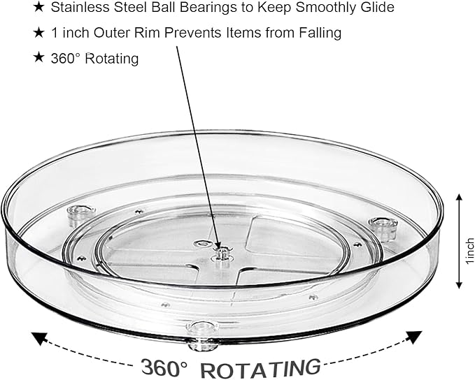 Amolliar Lazy Susan 9" 6 Pack Rotating Turntable Organizer for Cabinet, Kitchen, Fridge, Bathroom, Vanity, Countertop, Pantry Storage, Condiment Spice Rack, Under Sink Organizer