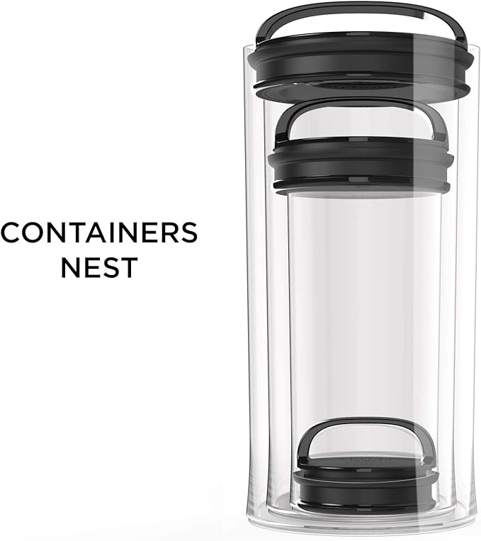 Prepara Evak Compact Glass Food Storage, 46 Ounce, Black